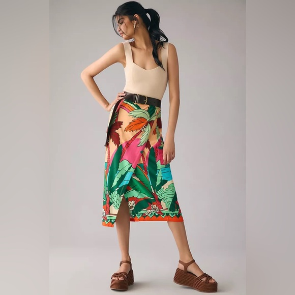 Farm x Anthropologie Printed Wrap‎ Skirt XXS - Picture 1 of 10